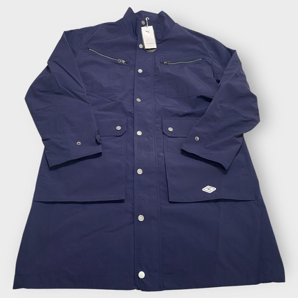 Puma x Nanamica Mens Cordura Navy Woven Trench Coat Jacket 539851-06 size L New